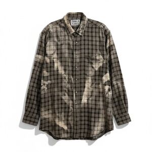 Franklin Flannels Upcycled Bleached Button
Down Flannel Size L Brown/Black/Cream